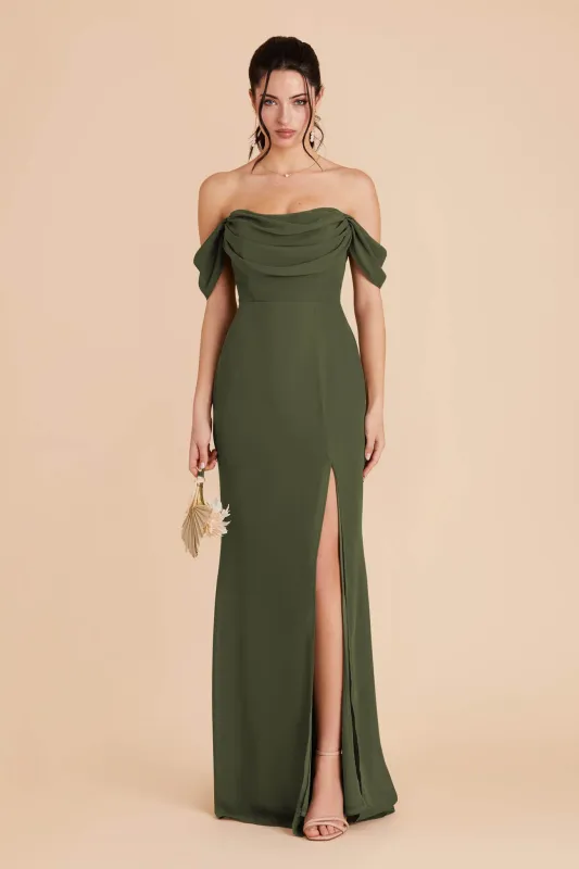 Mira Chiffon Dress - Olive sold by Birdy Grey