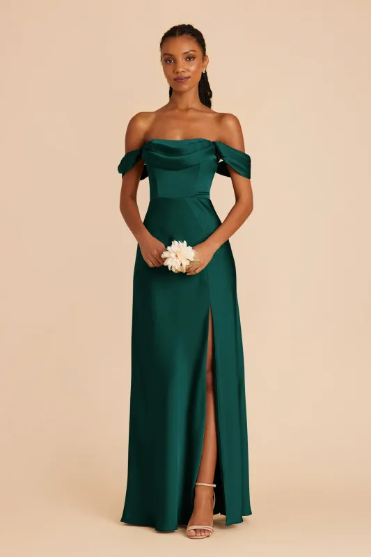 Mia Matte Satin Dress - Emerald sold by Birdy Grey