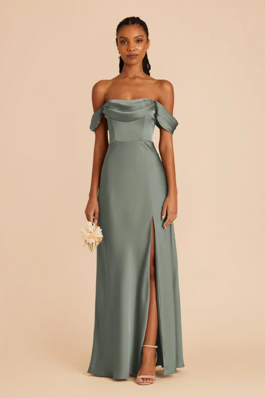 Mia Matte Satin Dress - Sea Glass sold by Birdy Grey