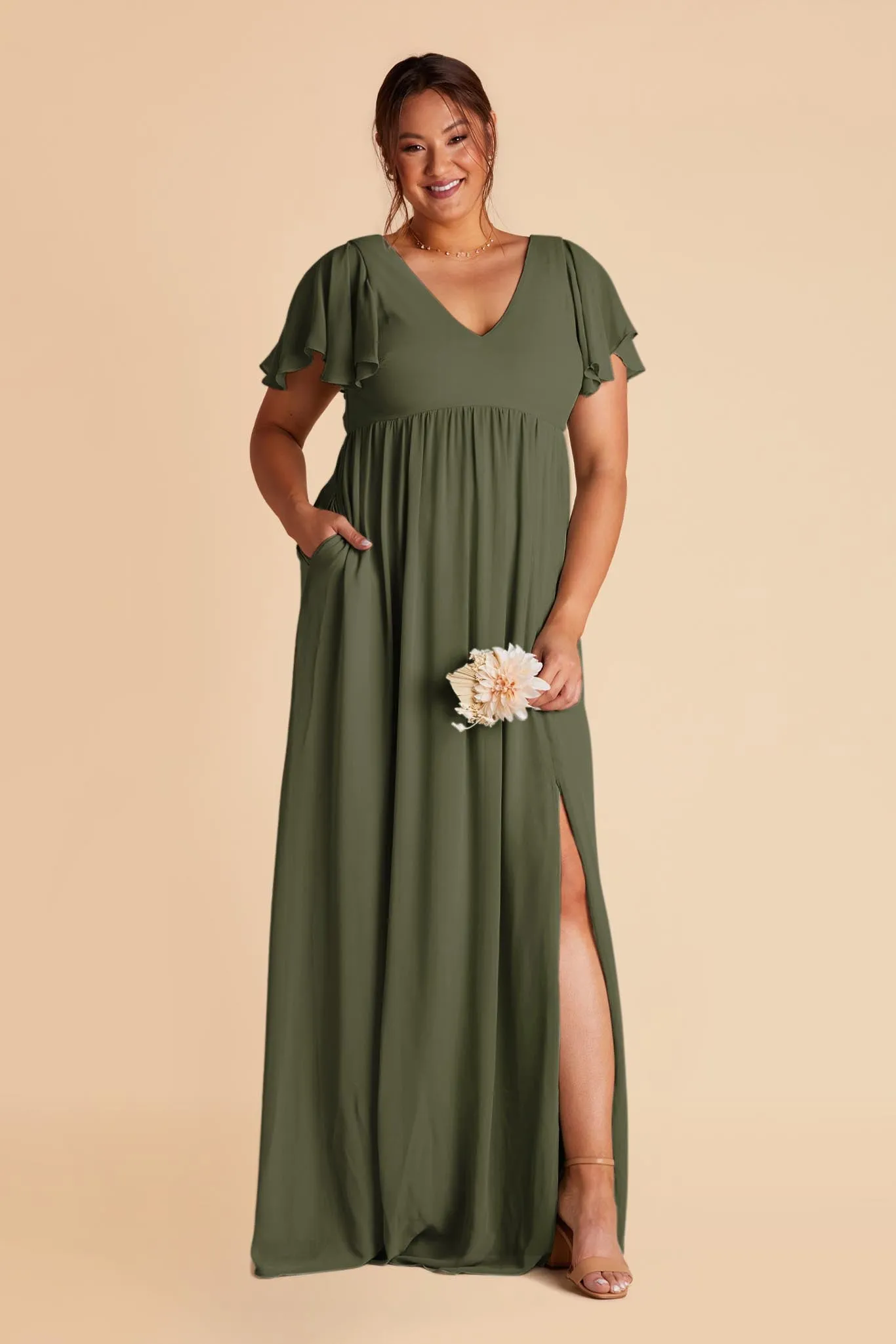 Hannah Chiffon Dress - Olive sold by Birdy Grey product image thumbnail 3