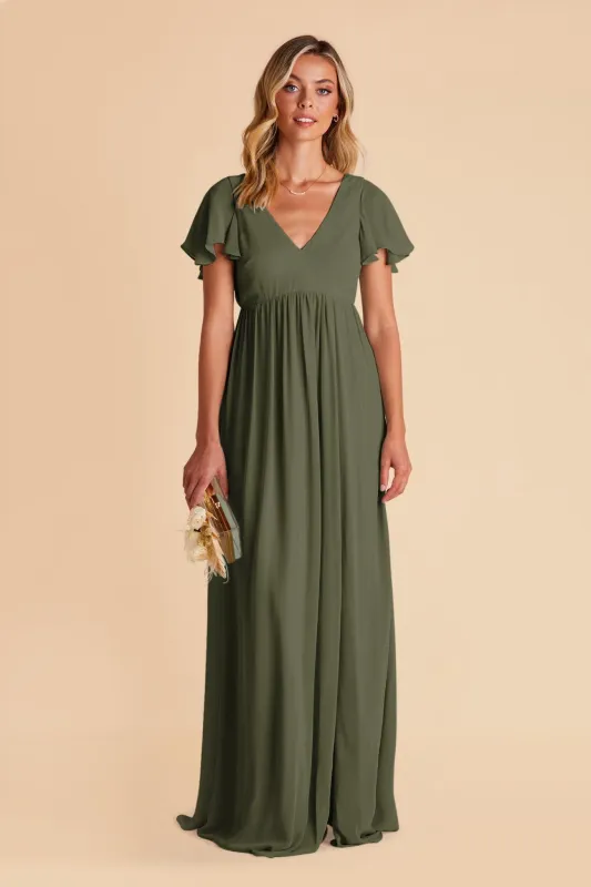 Hannah Chiffon Dress - Olive sold by Birdy Grey