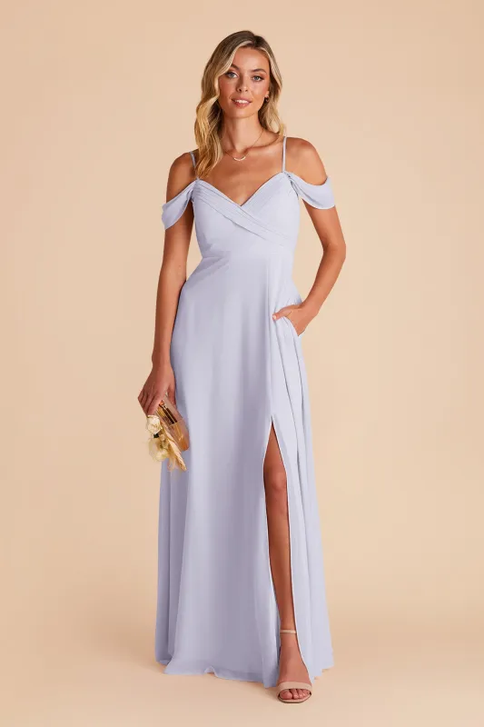 Spence Chiffon Dress With Slit - Periwinkle Blue sold by Birdy Grey