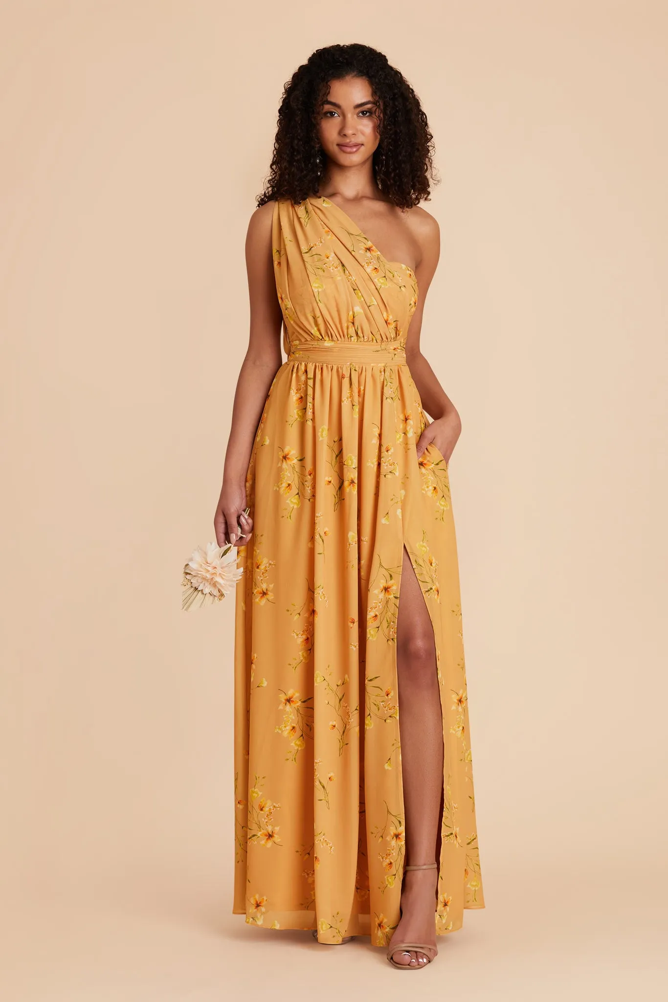 Grace Chiffon Dress With Slit - Marigold Le Fleur sold by Birdy Grey product image thumbnail 2
