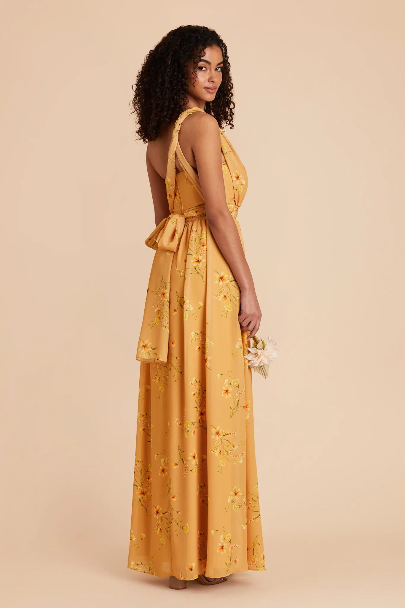 Grace Chiffon Dress With Slit - Marigold Le Fleur sold by Birdy Grey product image thumbnail 4