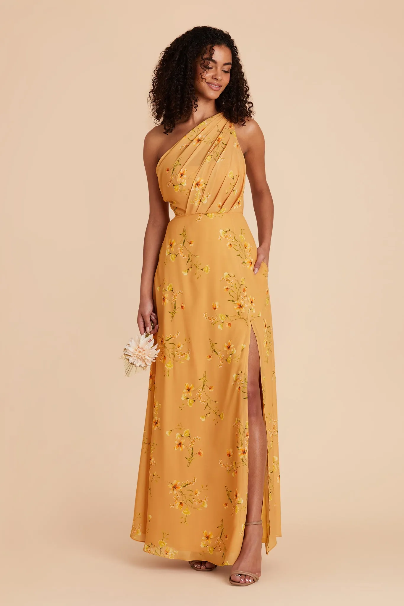 Kira Chiffon Dress With Slit - Marigold Le Fleur sold by Birdy Grey product image thumbnail 3