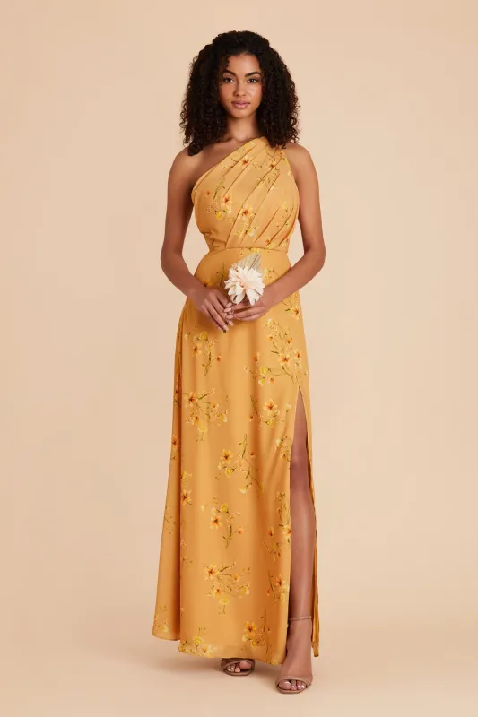 Kira Chiffon Dress With Slit - Marigold Le Fleur sold by Birdy Grey