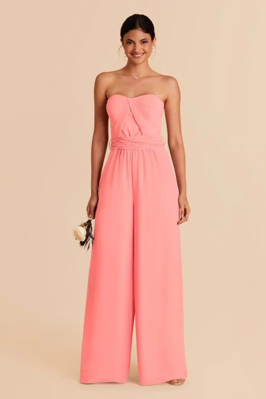 Gigi Chiffon Jumpsuit - Coral Pink sold by Birdy Grey