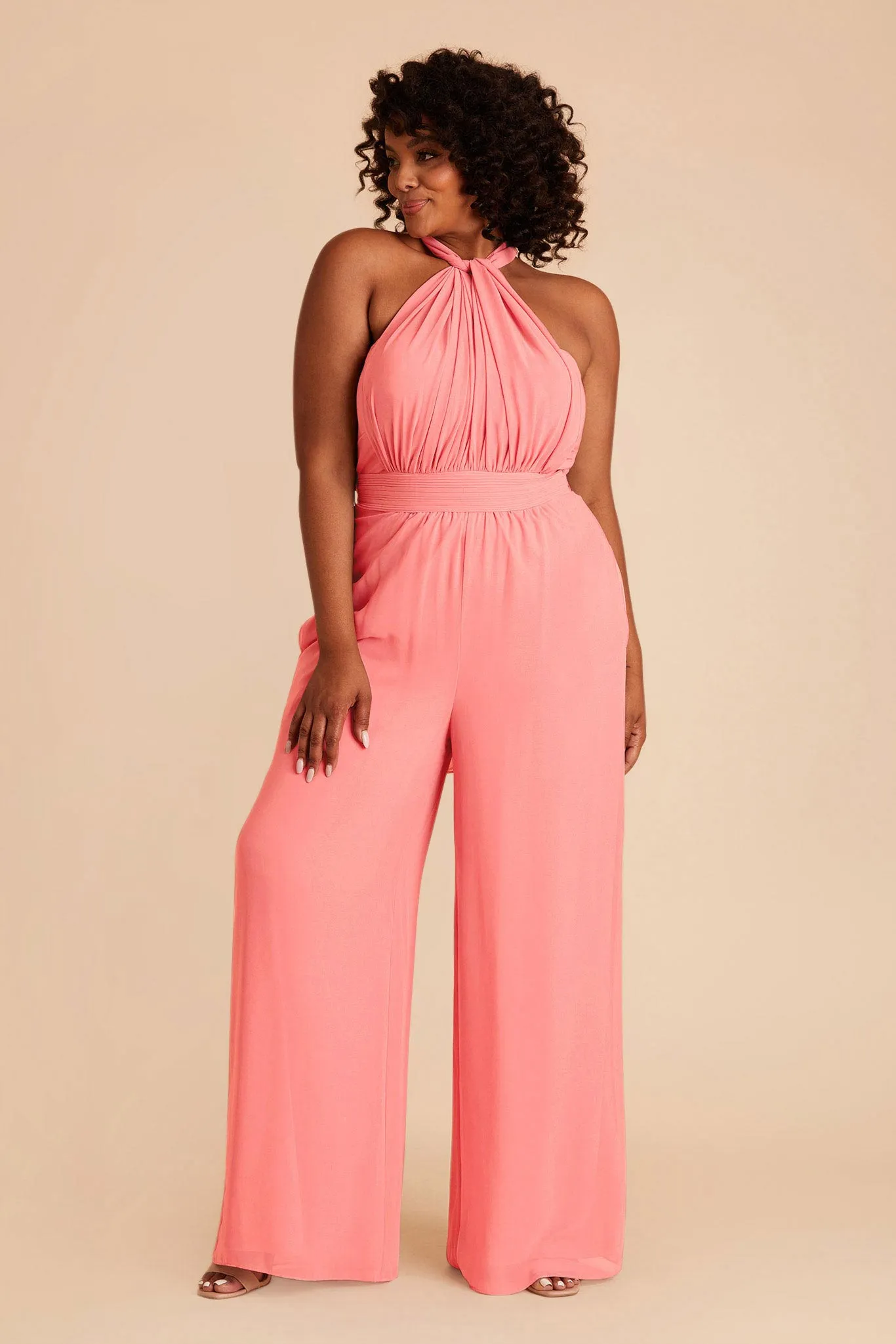 Gigi Chiffon Jumpsuit - Coral Pink sold by Birdy Grey product image thumbnail 2