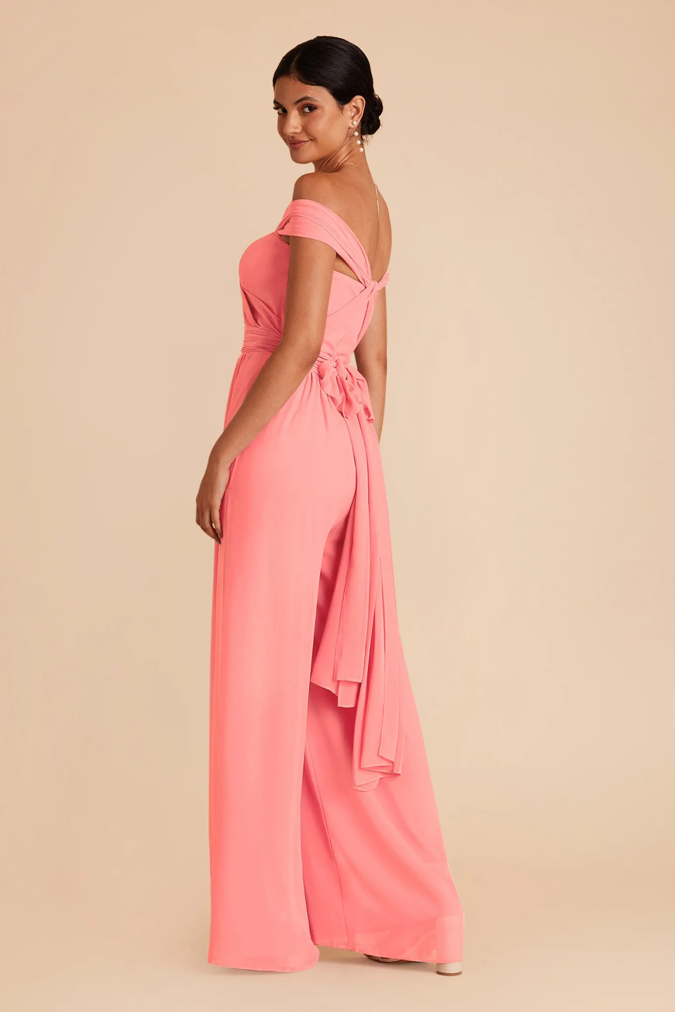 Gigi Chiffon Jumpsuit - Coral Pink sold by Birdy Grey product image thumbnail 5