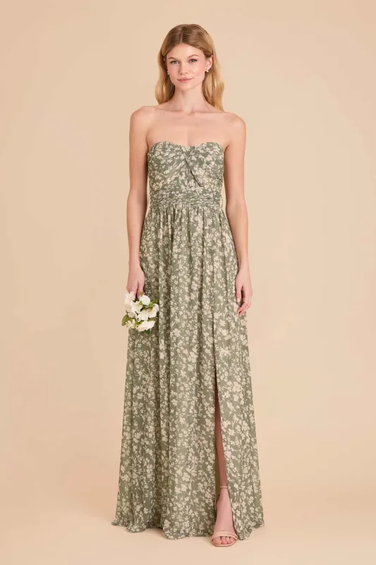 Grace Chiffon Dress With Slit - Thyme Dreamy Floral sold by Birdy Grey