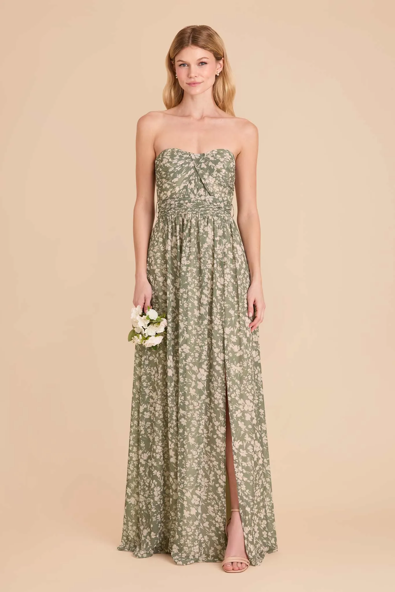 Grace Chiffon Dress With Slit - Thyme Dreamy Floral sold by Birdy Grey