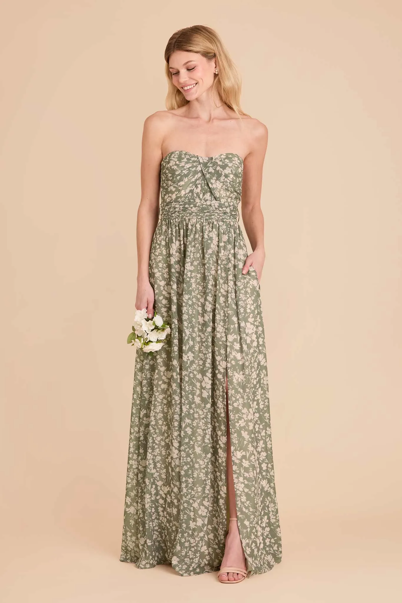 Grace Chiffon Dress With Slit - Thyme Dreamy Floral sold by Birdy Grey product image thumbnail 5