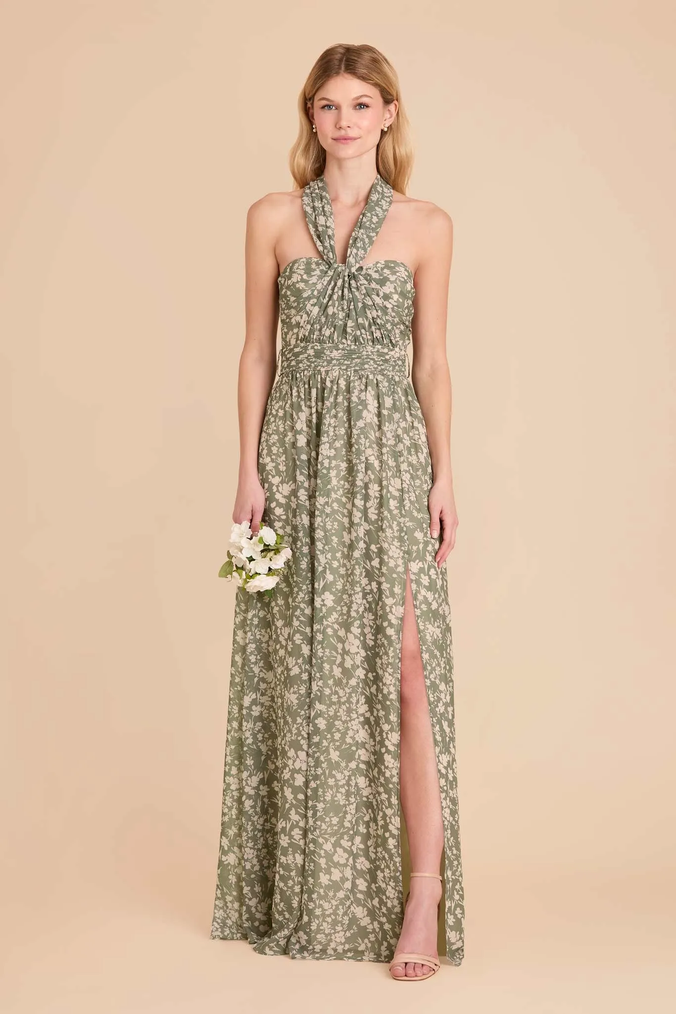 Grace Chiffon Dress With Slit - Thyme Dreamy Floral sold by Birdy Grey product image thumbnail 3