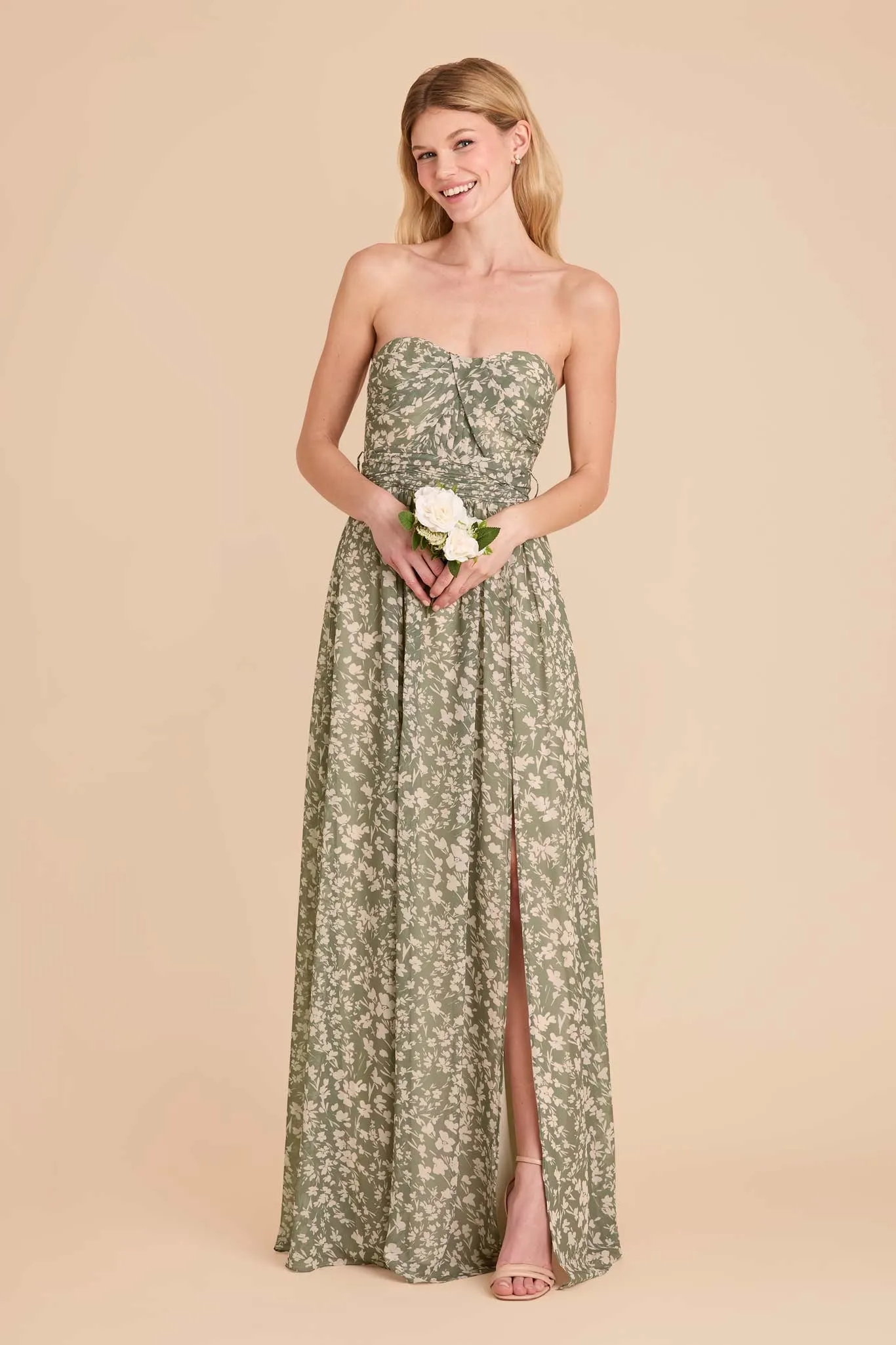 Grace Chiffon Dress With Slit - Thyme Dreamy Floral sold by Birdy Grey product image thumbnail 4