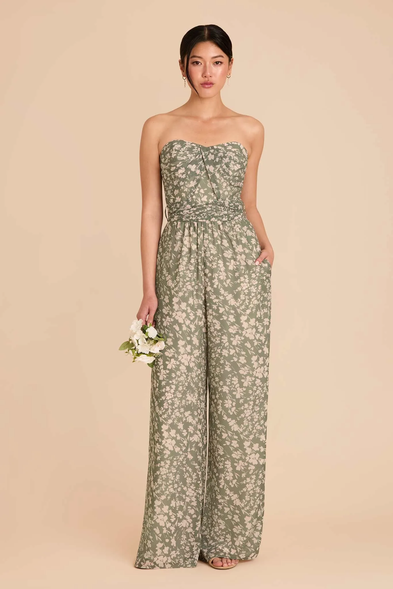 Gigi Chiffon Jumpsuit - Thyme Dreamy Floral sold by Birdy Grey product image thumbnail 3