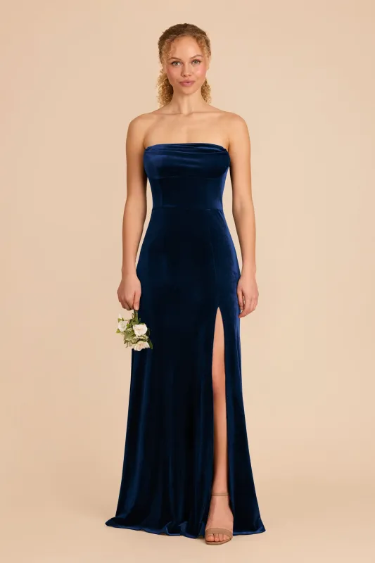 Mia Velvet Dress - Navy sold by Birdy Grey