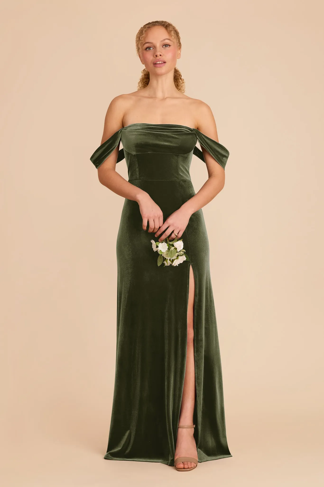 Mia Velvet Dress - Olive sold by Birdy Grey product image thumbnail 4