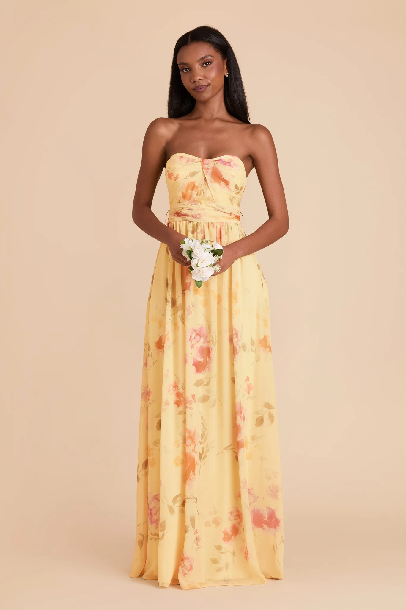 Grace Chiffon Dress - Pale Yellow Rococo Floral sold by Birdy Grey product image thumbnail 2