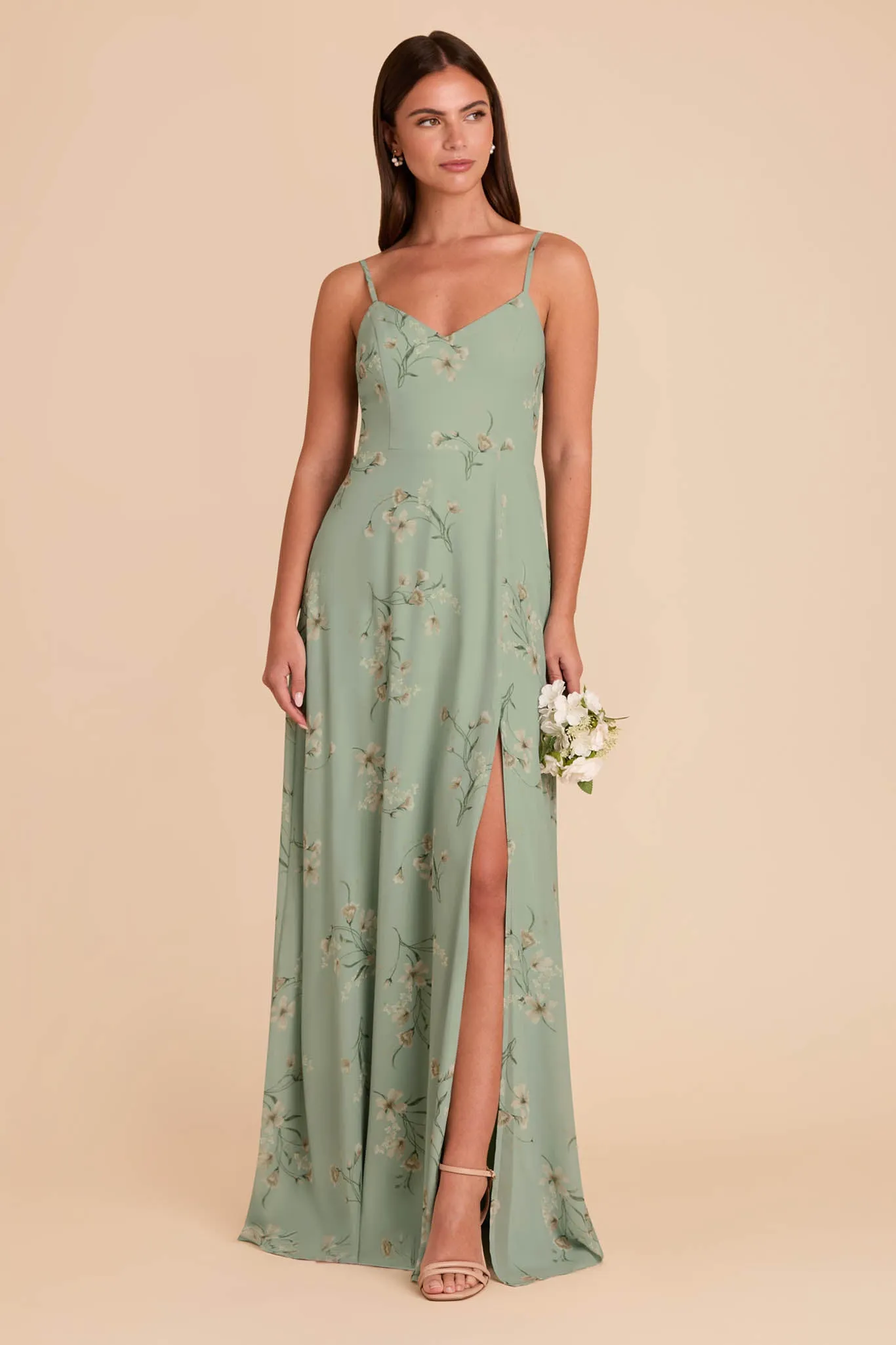 Devin Chiffon Dress With Slit - Sage Le Fleur sold by Birdy Grey product image thumbnail 2