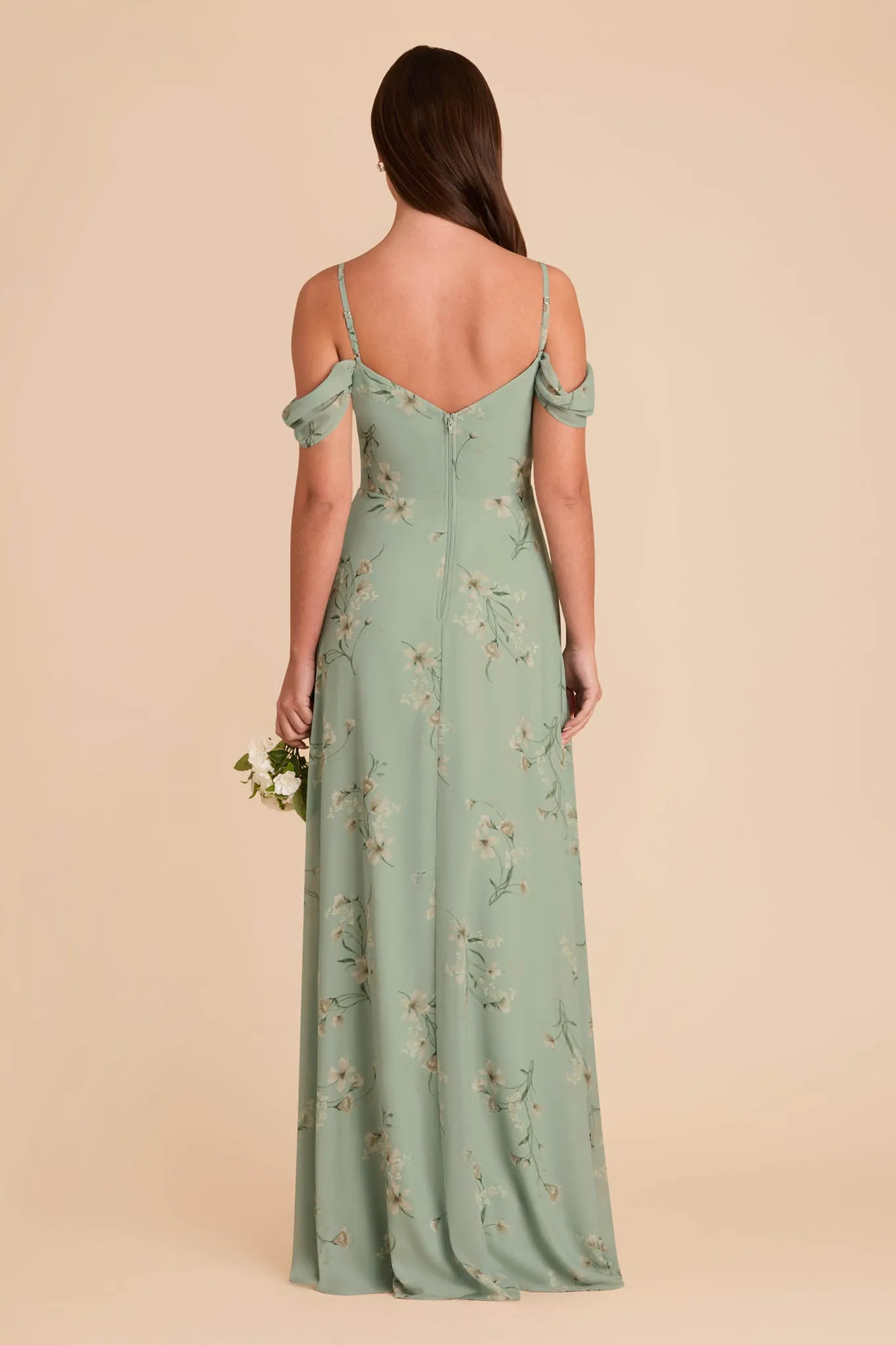 Devin Chiffon Dress With Slit - Sage Le Fleur sold by Birdy Grey product image thumbnail 5