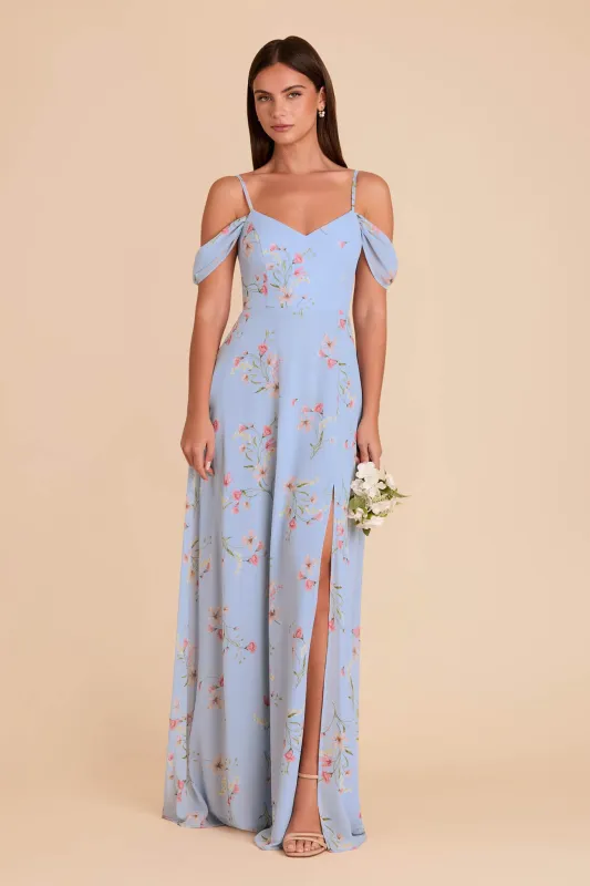 Devin Chiffon Dress With Slit - Periwinkle Blue Le Fleur sold by Birdy Grey