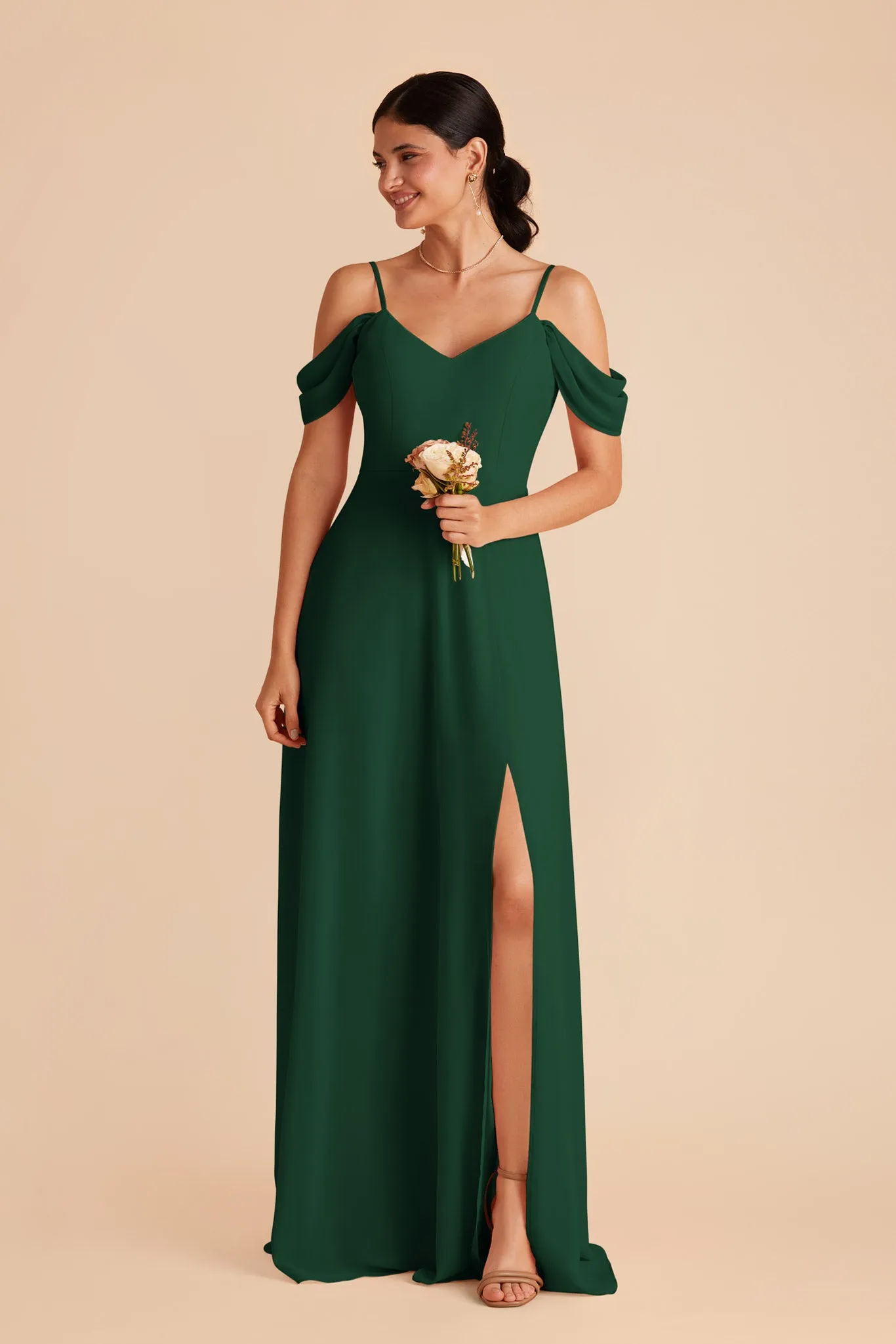 Devin Chiffon Dress With Slit - Forest Green sold by Birdy Grey product image thumbnail 4