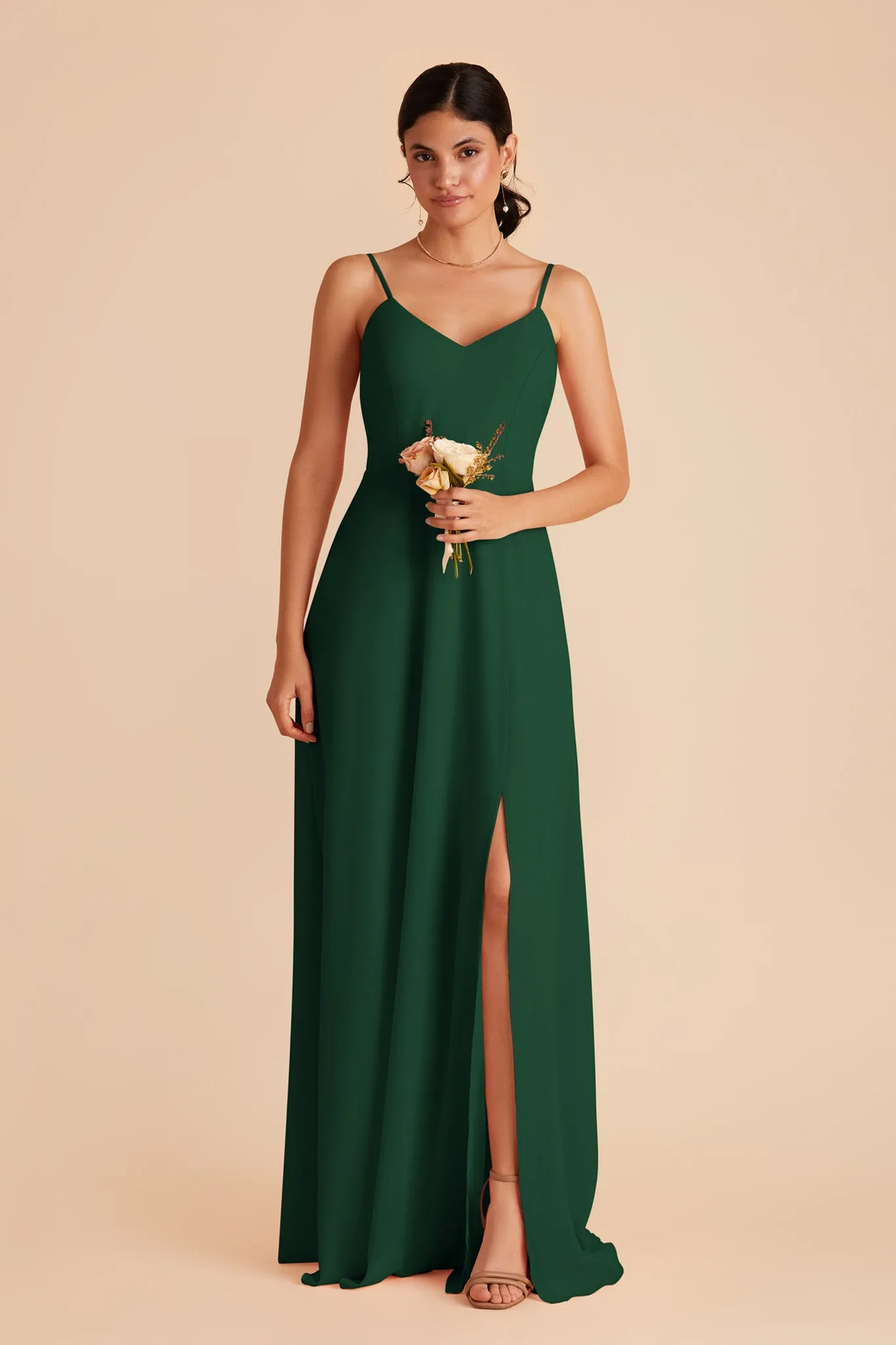 Devin Chiffon Dress With Slit - Forest Green sold by Birdy Grey