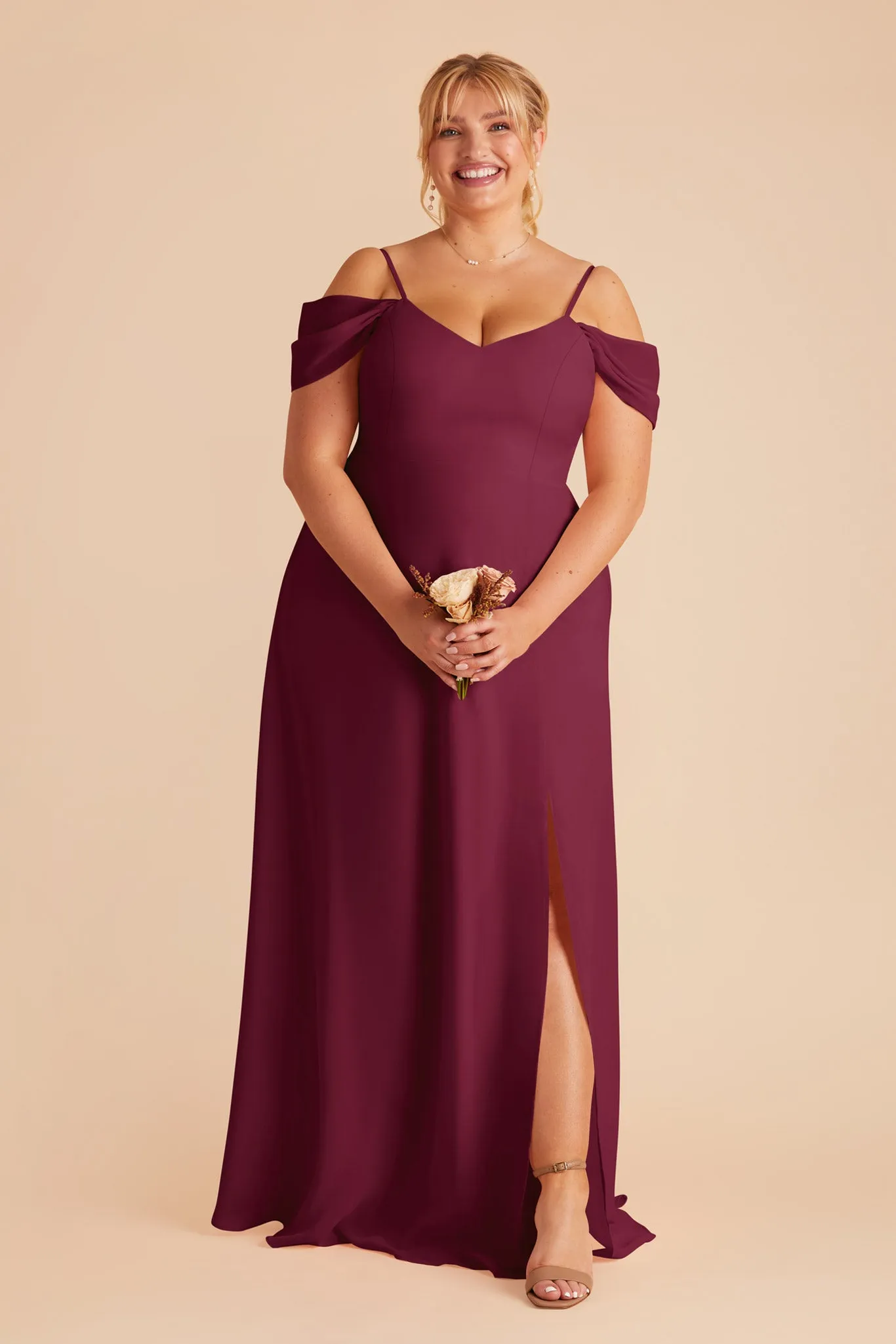 Devin Chiffon Dress With Slit - Berry sold by Birdy Grey product image thumbnail 2