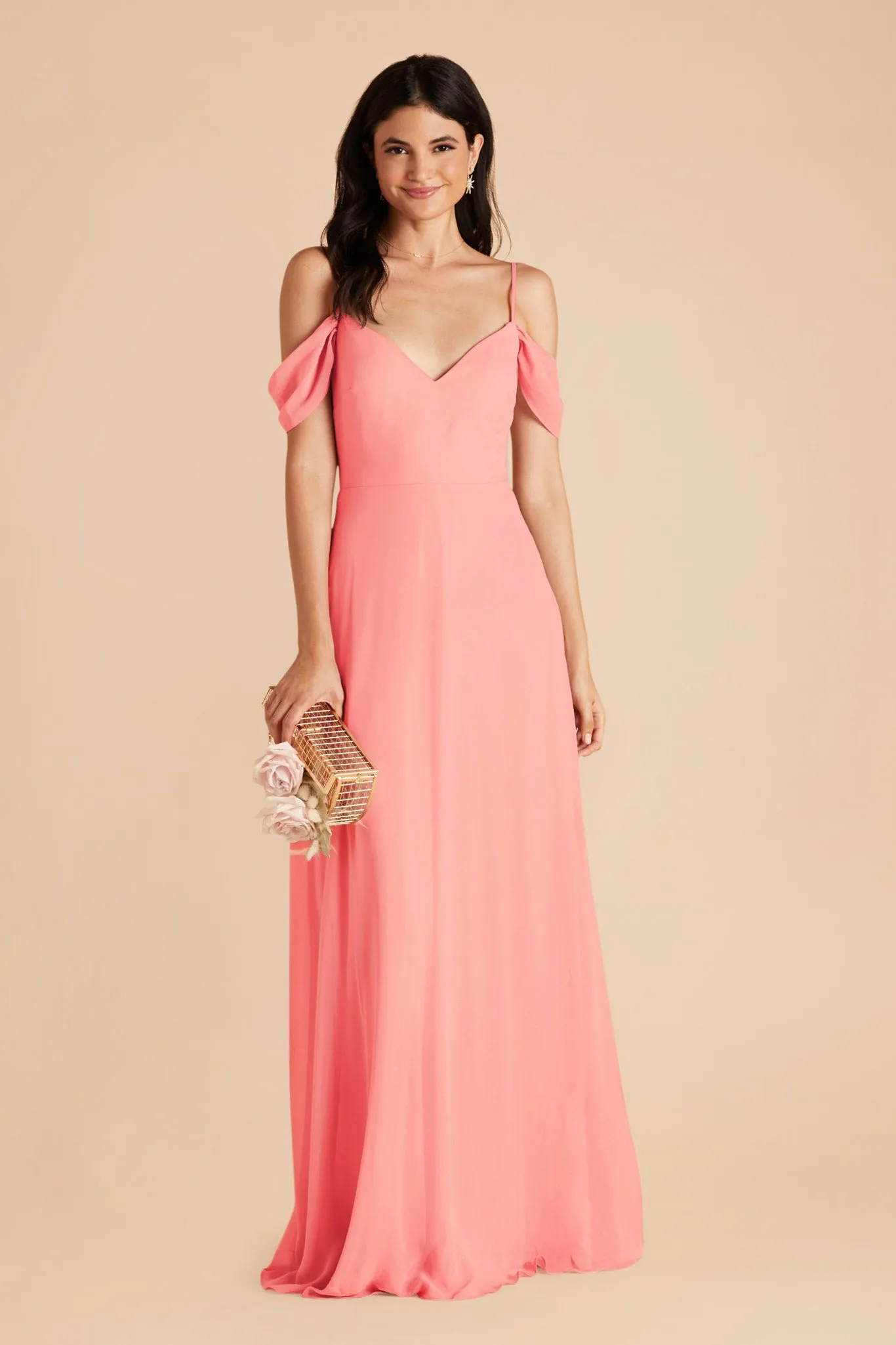 Devin Chiffon Dress - Coral Pink sold by Birdy Grey product image thumbnail 5