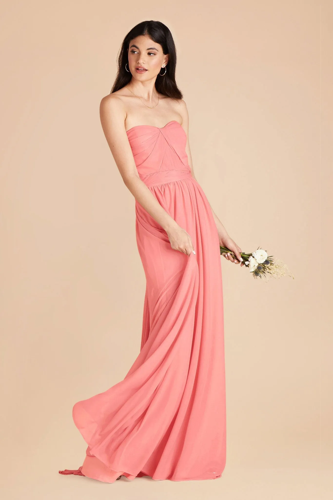 Grace Chiffon Dress - Coral Pink sold by Birdy Grey product image thumbnail 4