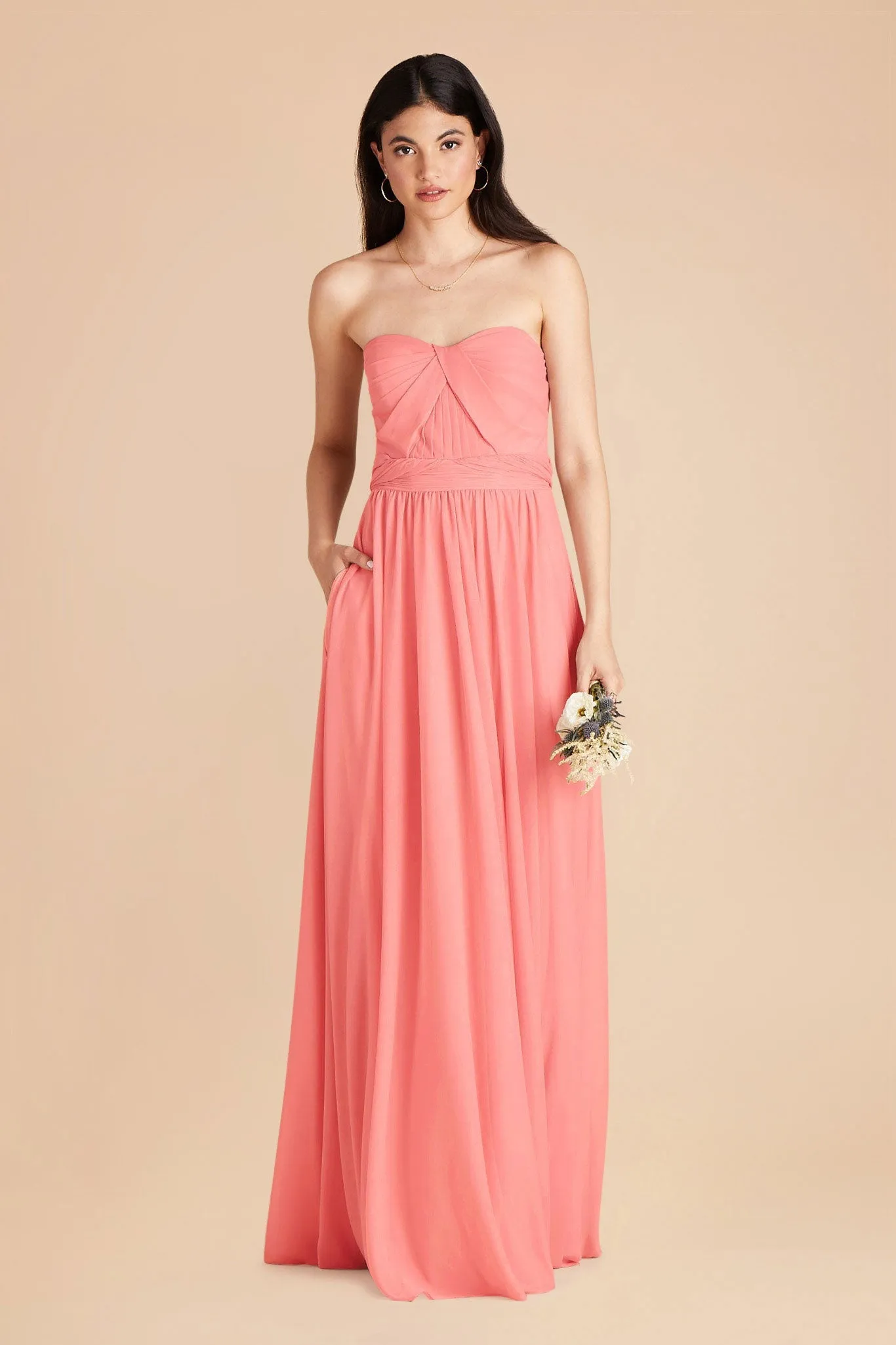 Grace Chiffon Dress - Coral Pink sold by Birdy Grey product image thumbnail 3