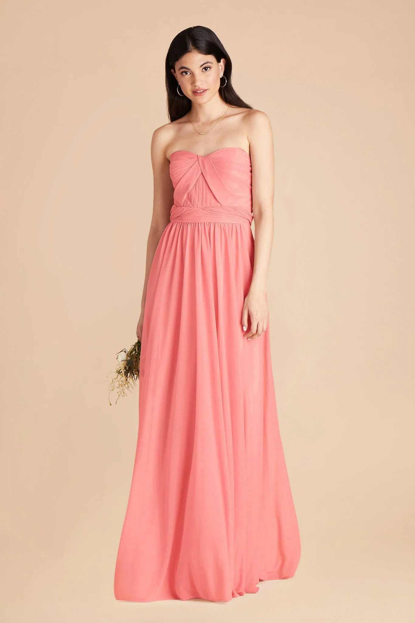 Grace Chiffon Dress - Coral Pink sold by Birdy Grey