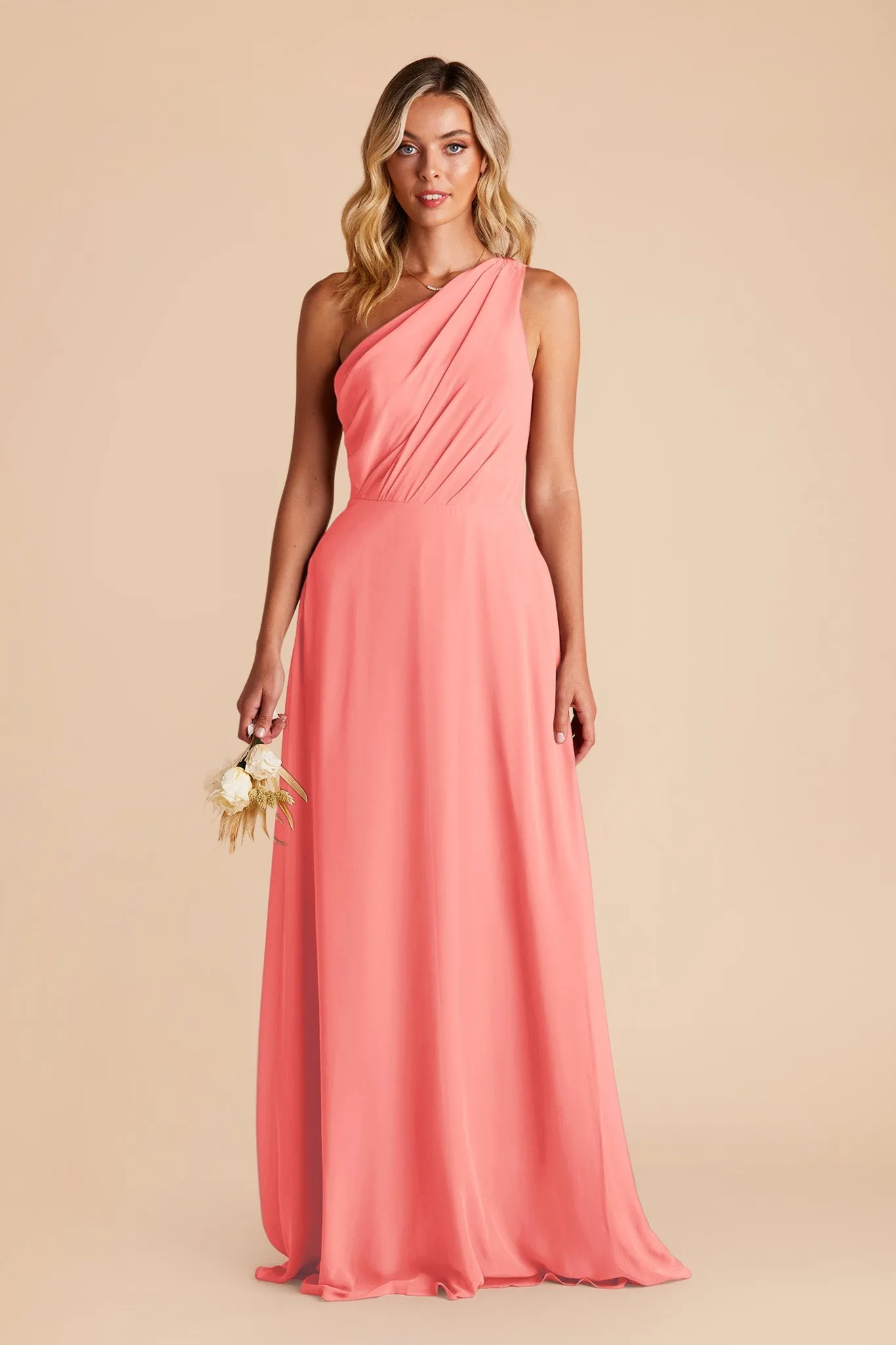 Kira Chiffon Dress - Coral Pink sold by Birdy Grey