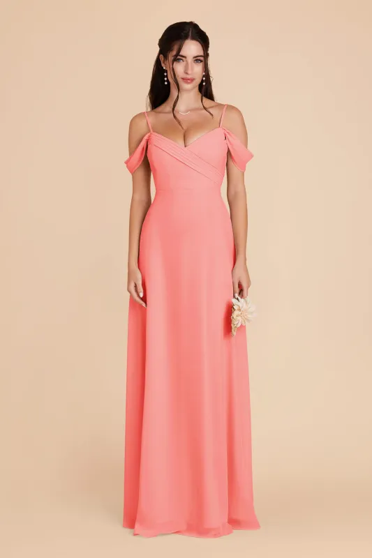 Spence Chiffon Dress - Coral Pink sold by Birdy Grey