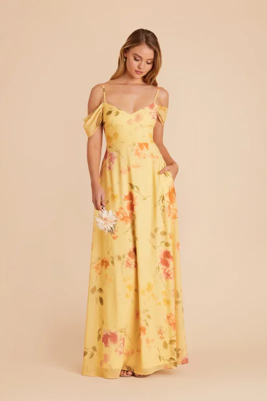 Devin Chiffon Dress - Pale Yellow Rococo Floral sold by Birdy Grey