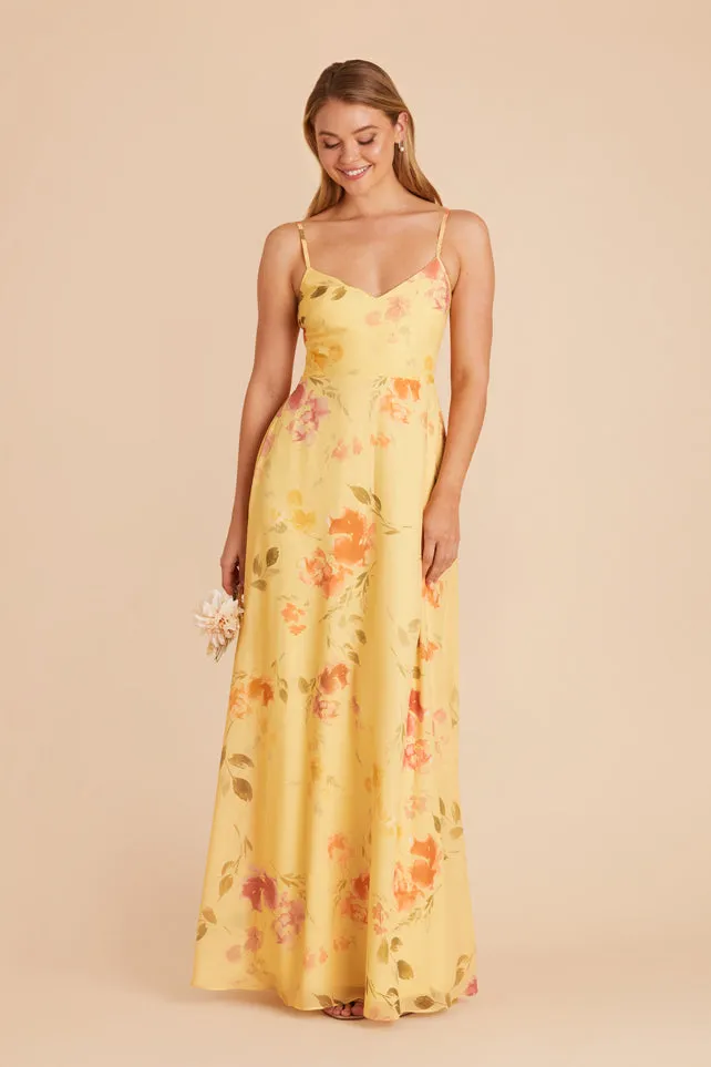 Devin Chiffon Dress - Pale Yellow Rococo Floral sold by Birdy Grey product image thumbnail 2