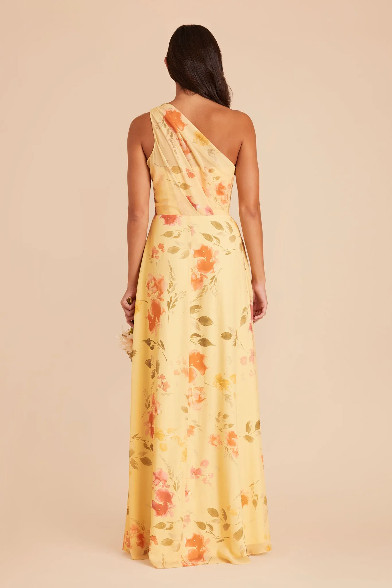 Kira Chiffon Dress With Slit - Pale Yellow Rococo Floral sold by Birdy Grey product image thumbnail 5