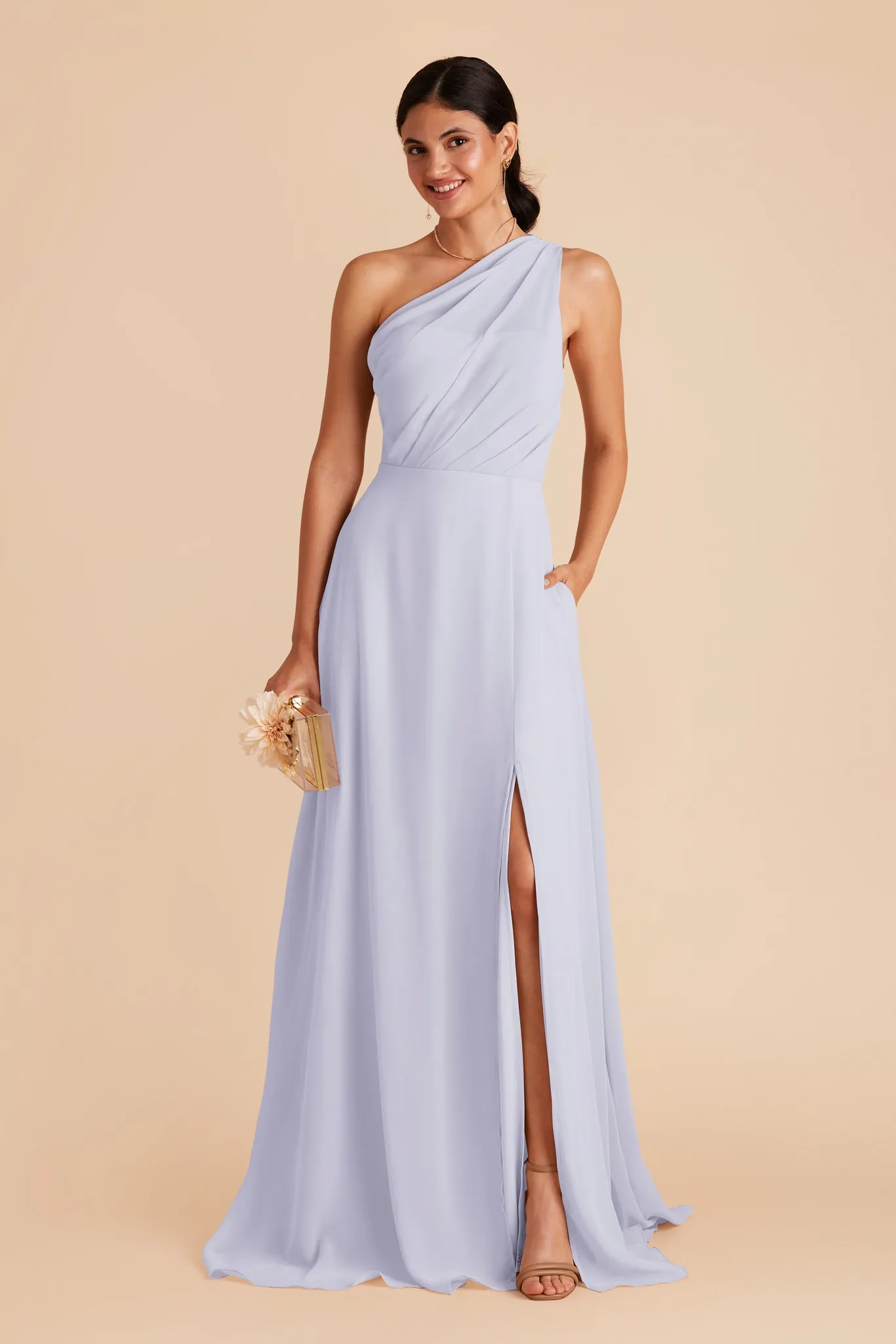 Kira Chiffon Dress With Slit - Periwinkle Blue sold by Birdy Grey