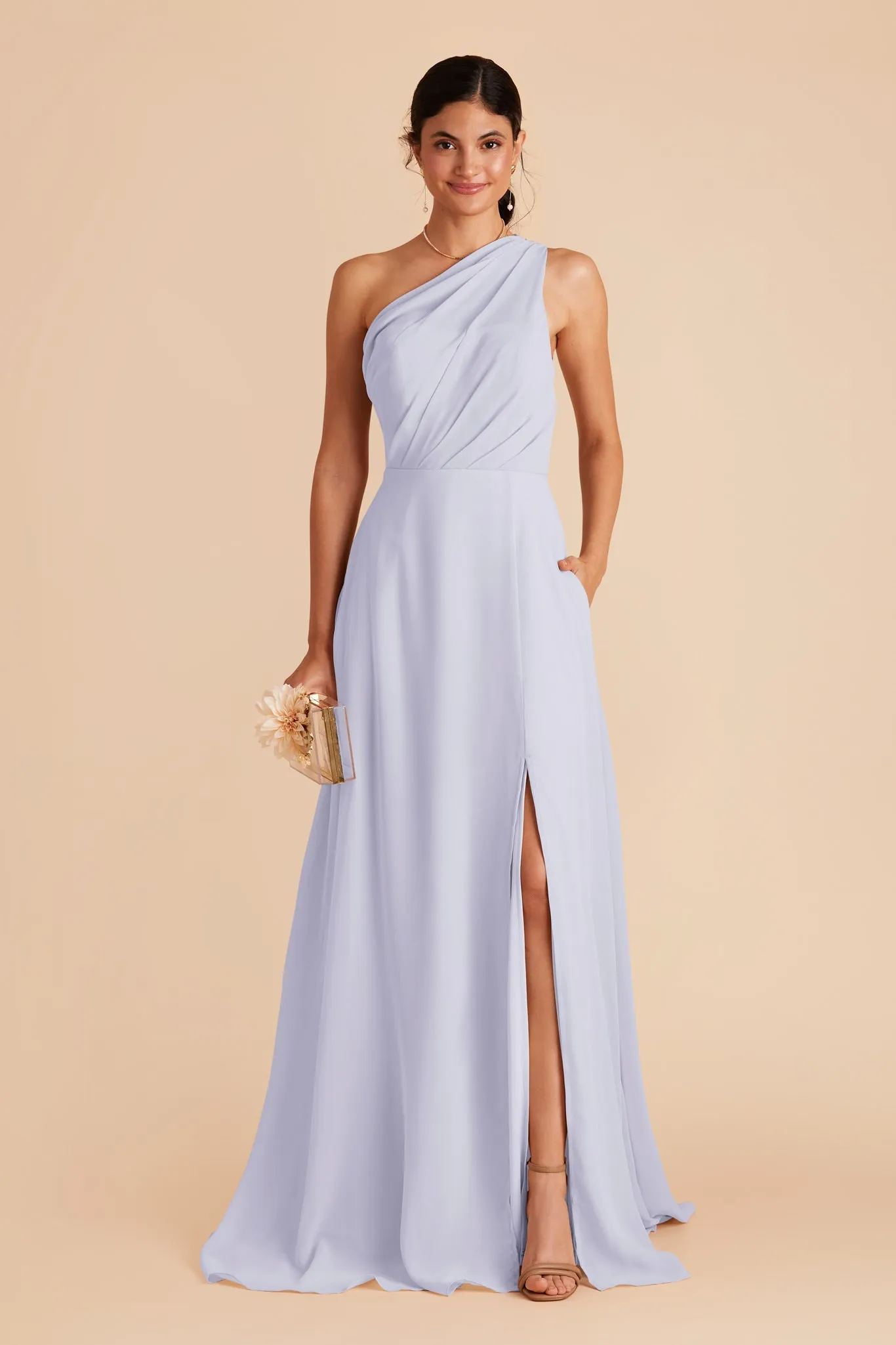 Kira Chiffon Dress With Slit - Periwinkle Blue sold by Birdy Grey product image thumbnail 4