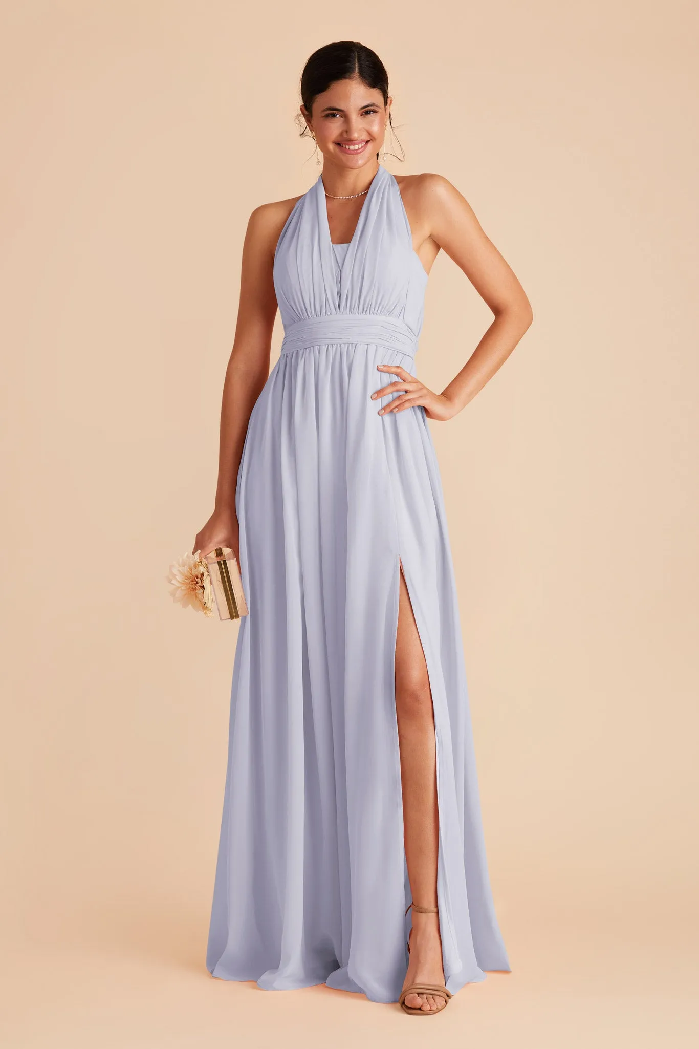 Grace Chiffon Dress With Slit - Periwinkle Blue sold by Birdy Grey product image thumbnail 3