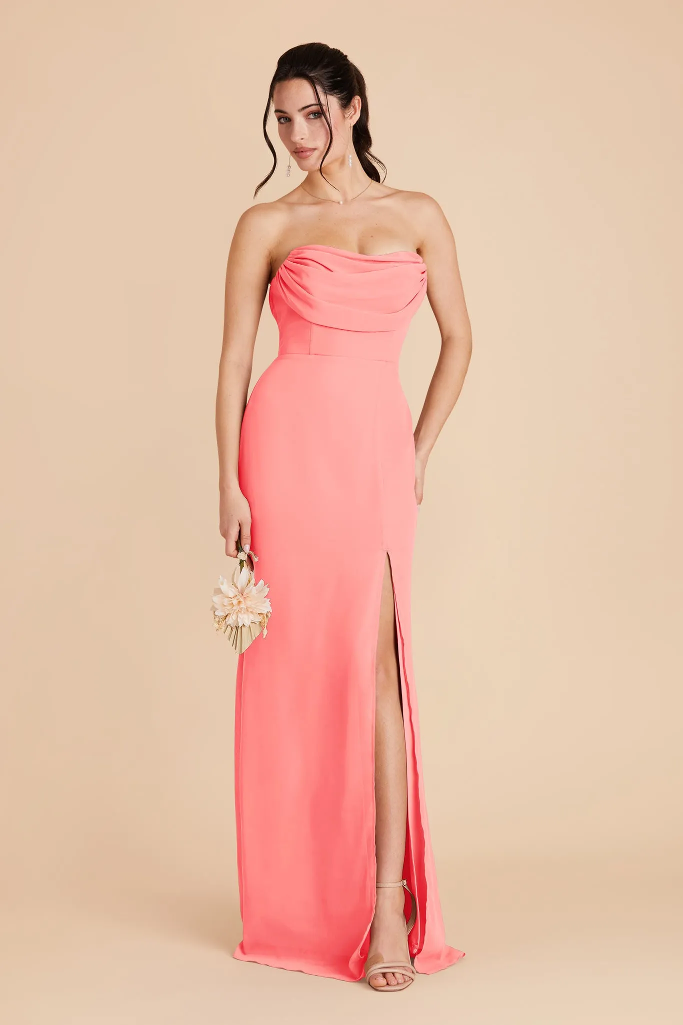 Mira Chiffon Dress - Coral Pink sold by Birdy Grey product image thumbnail 3