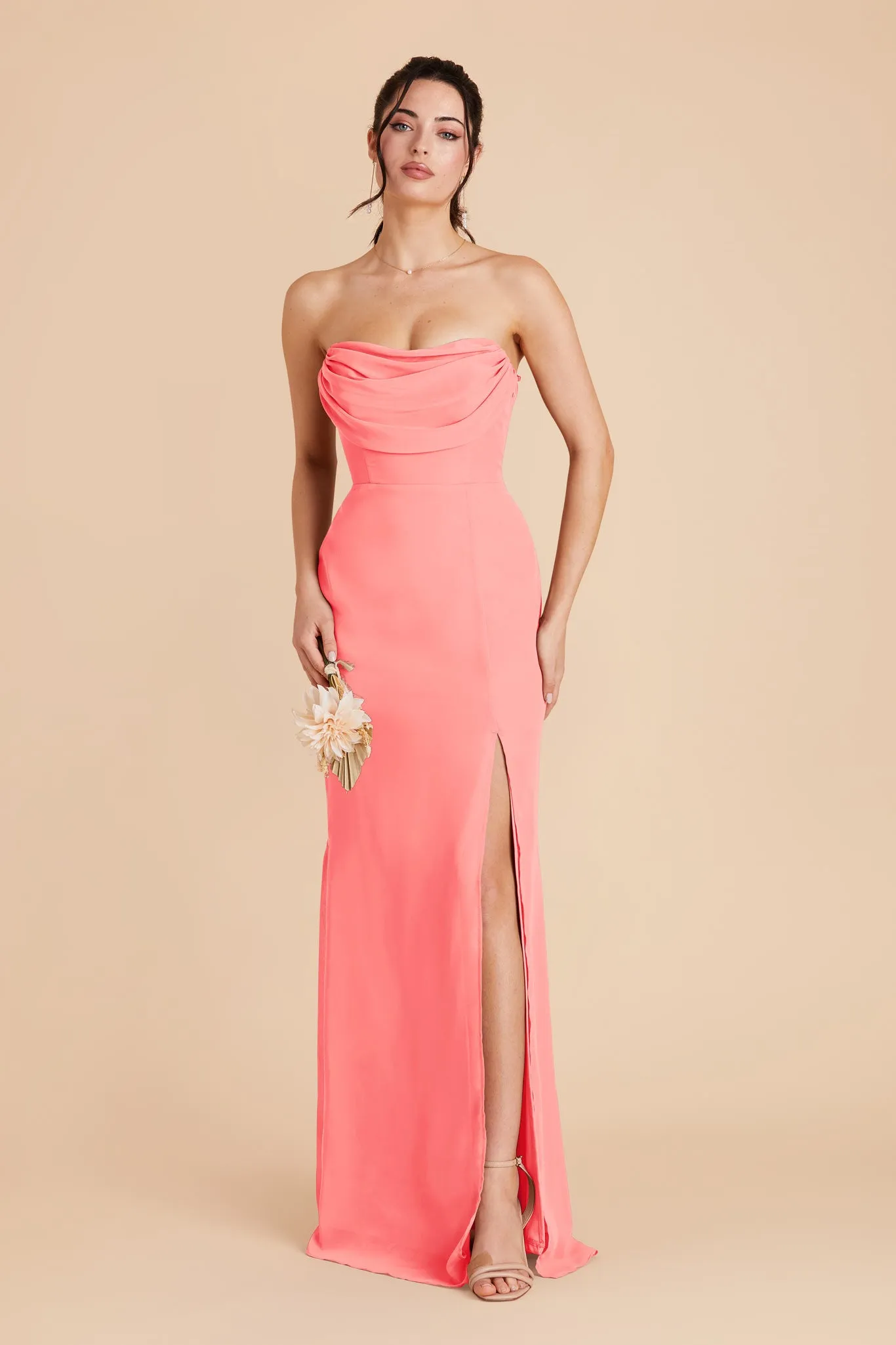 Mira Chiffon Dress - Coral Pink sold by Birdy Grey product image thumbnail 4