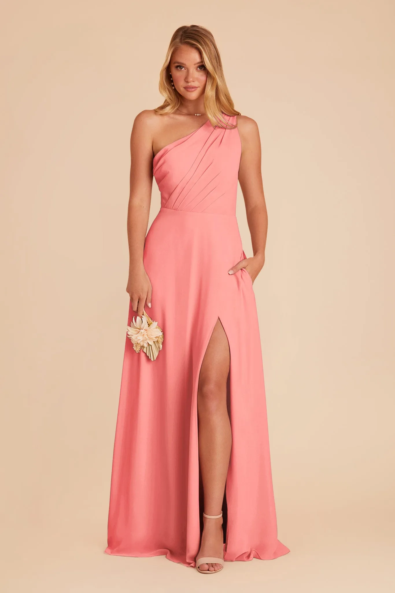 Kira Chiffon Dress With Slit - Coral Pink sold by Birdy Grey product image thumbnail 3