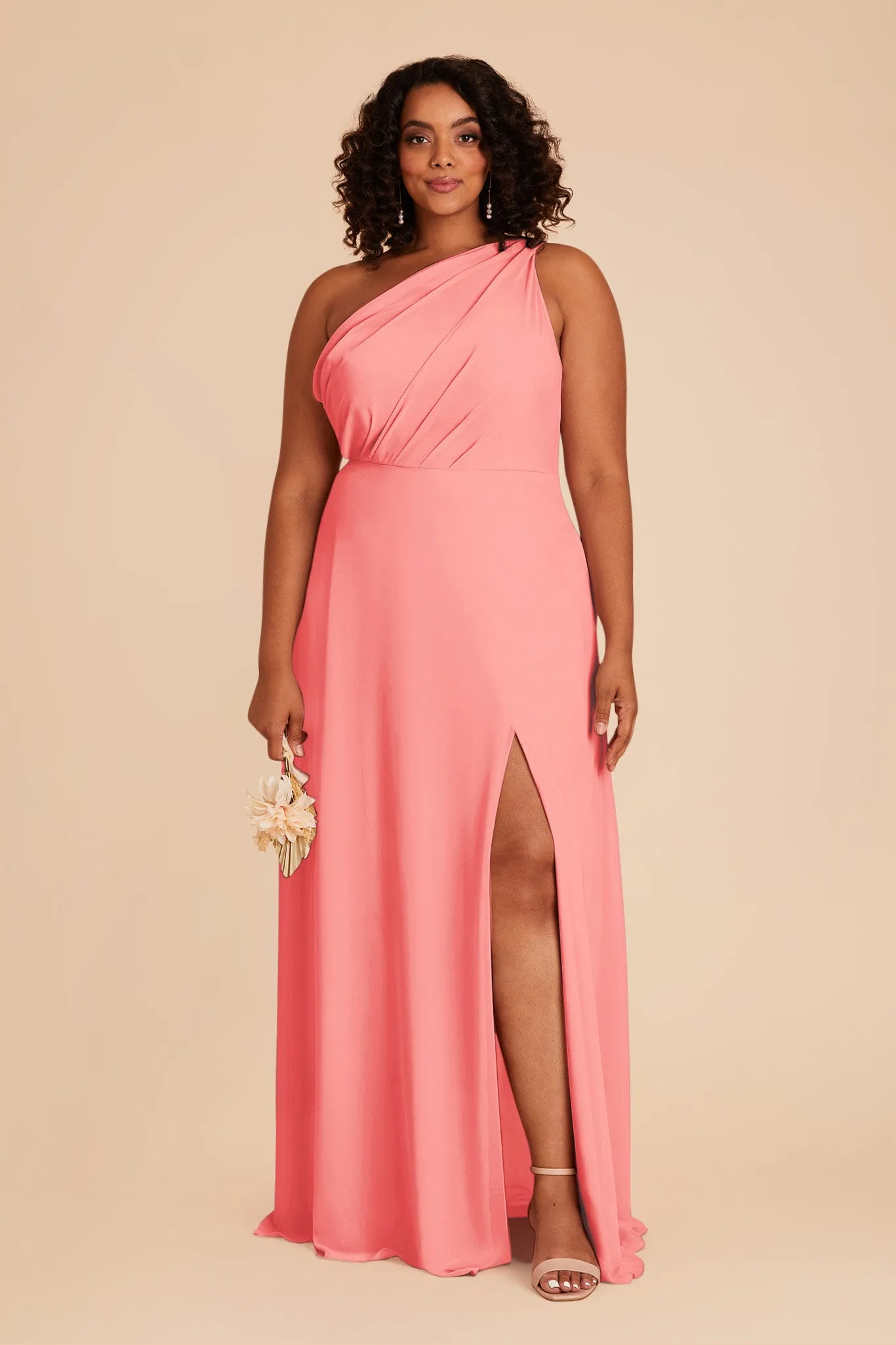 Kira Chiffon Dress With Slit - Coral Pink sold by Birdy Grey product image thumbnail 2