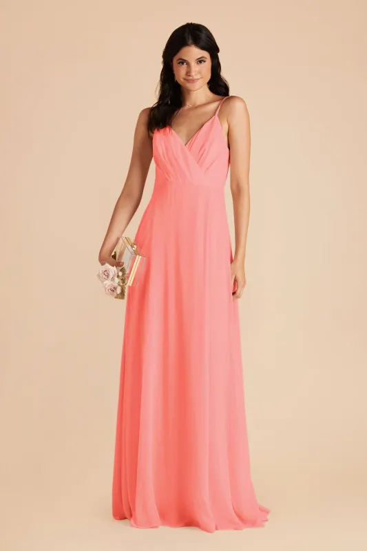 Kaia Chiffon Dress - Coral Pink sold by Birdy Grey