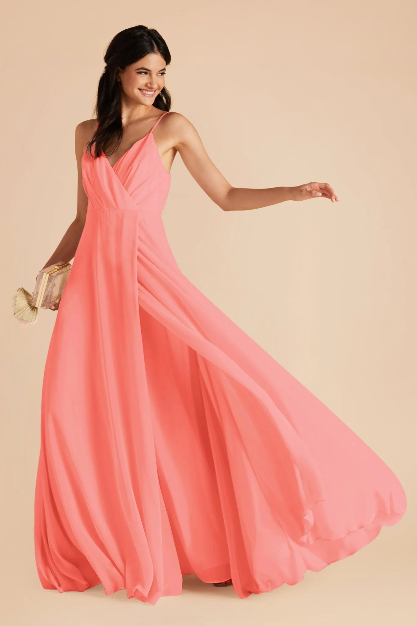 Kaia Chiffon Dress - Coral Pink sold by Birdy Grey product image thumbnail 4