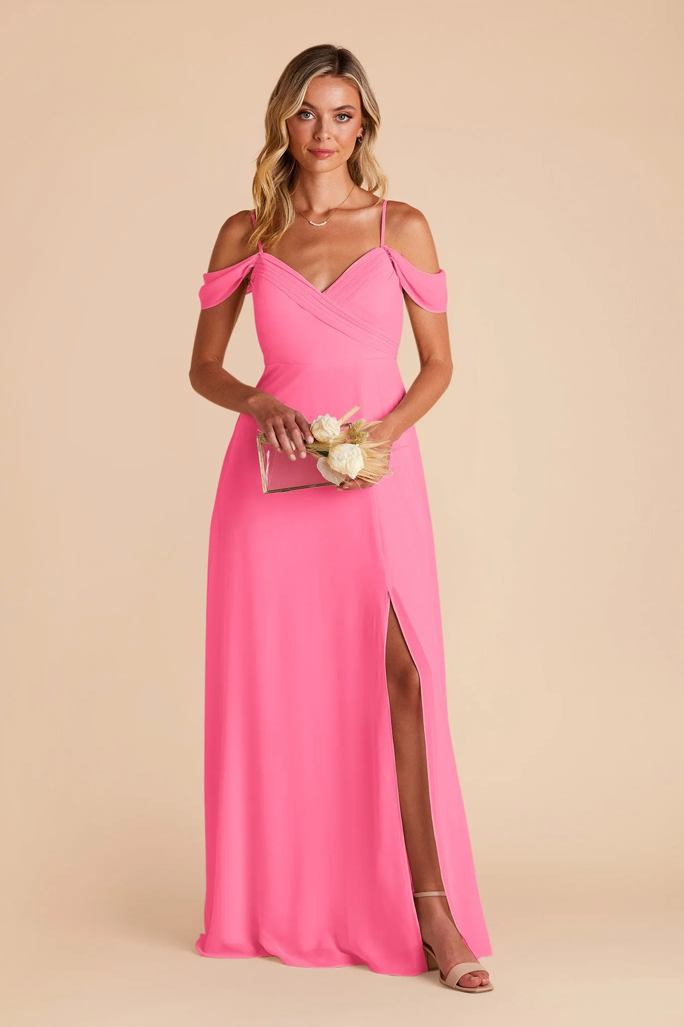 Spence Chiffon Dress With Slit - Bon Bon Pink sold by Birdy Grey product image thumbnail 3