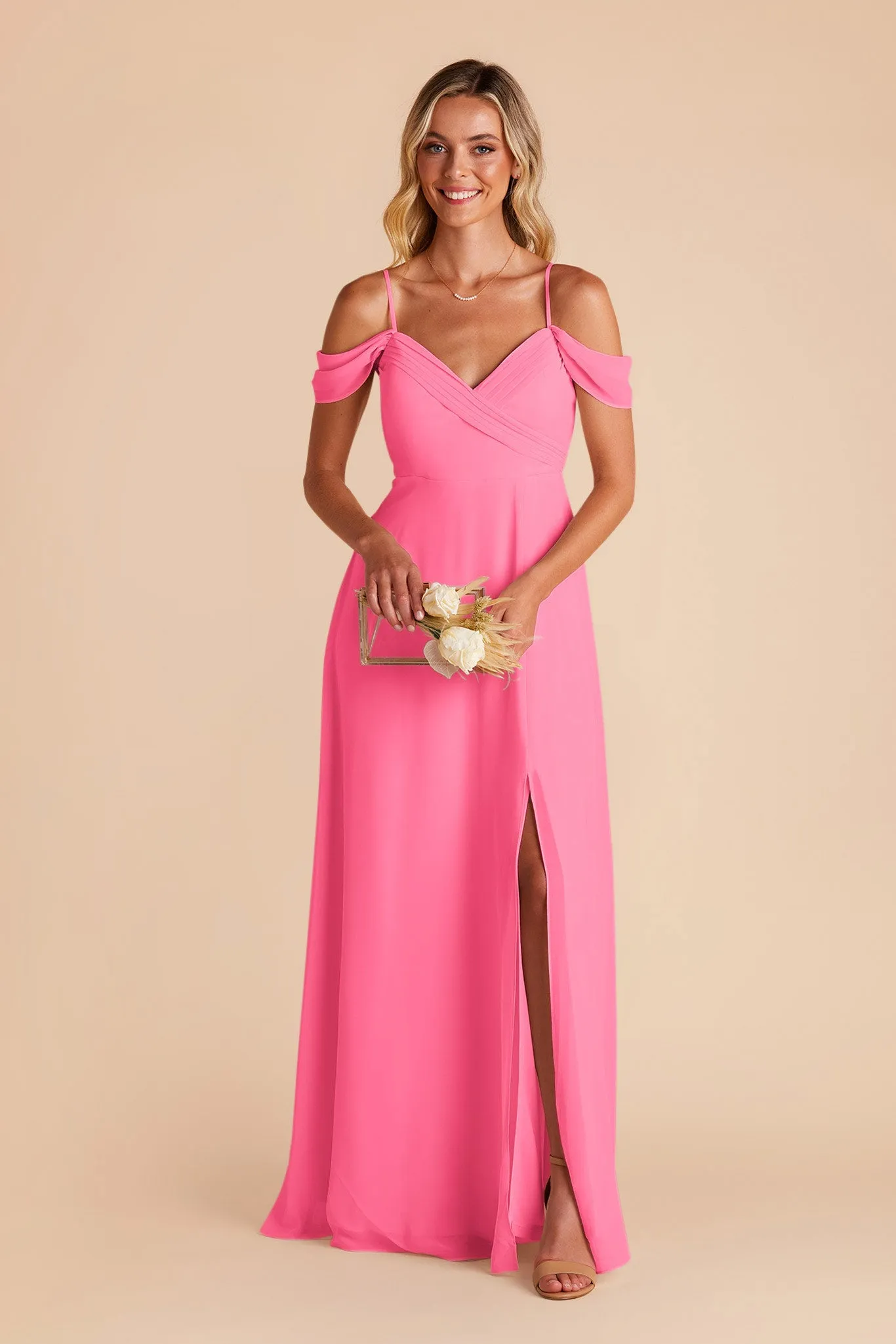 Spence Chiffon Dress With Slit - Bon Bon Pink sold by Birdy Grey product image thumbnail 4