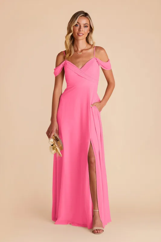 Spence Chiffon Dress With Slit - Bon Bon Pink sold by Birdy Grey