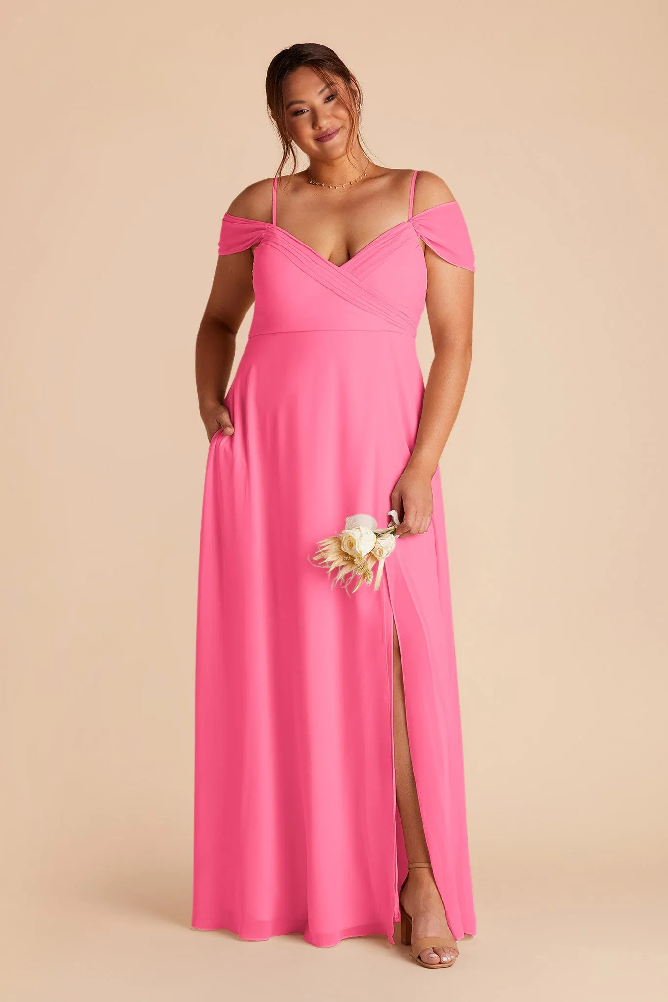 Spence Chiffon Dress With Slit - Bon Bon Pink sold by Birdy Grey product image thumbnail 2